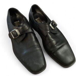 Johnston & Murphy Black Leather Monk Strap Shoes